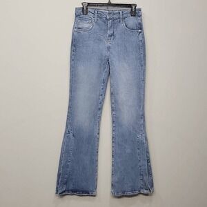 Anthropologie Pilcro Bootcut Slim Jeans 26 Light Wash Split Cuff Retro 70s Disco
